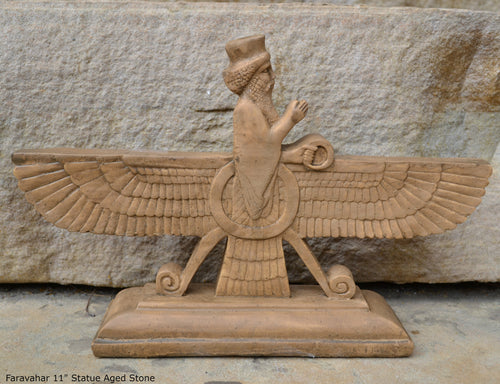 Assyrian Faravahar ahura mazda Persian Persepolis art Sculpture relief 11" www.Neo-Mfg.com