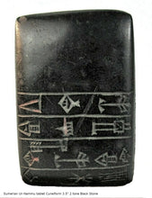 Load image into Gallery viewer, Sumerian Dedication to Goddess Ishtar-Inanna tablet Cuneiform 3.5" Tall www.Neo-Mfg.com Museum Reproduction