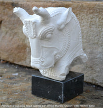 Load image into Gallery viewer, Assyrian Persian Persepolis Bull cow head capital Sculpture statue 10" www.Neo-Mfg.com Museum reproduction