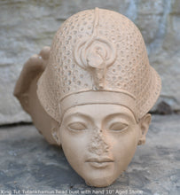 Load image into Gallery viewer, Egyptian King Tut Tutankhamun head bust with hand Sculpture statue museum reproduction art 10" www.Neo-Mfg.com home decor