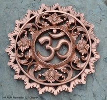 Load image into Gallery viewer, Religious OM AUM Nameste Carved Sculpture Statue Plaque 12" Neo-Mfg c6