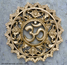 Load image into Gallery viewer, Religious OM AUM Nameste Carved Sculpture Statue Plaque 12" Neo-Mfg c6