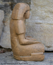 Load image into Gallery viewer, Egyptian Scribe Nebmertouf seated sitting statue Sculpture 5" www.Neo-Mfg.com museum reproduction