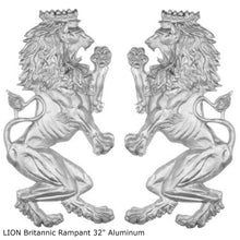 Load image into Gallery viewer, Animal LION Britannic Rampant sculpture wall frieze 32" tall www.Neo-Mfg.com Metal aluminum pair