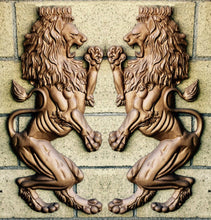 Load image into Gallery viewer, Animal LION Britannic Rampant sculpture wall frieze 32" tall www.Neo-Mfg.com Metal aluminum pair