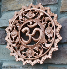 Load image into Gallery viewer, Religious OM AUM Nameste Carved Sculpture Statue Plaque 12" Neo-Mfg c6