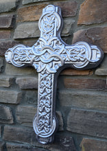 Load image into Gallery viewer, Religious Cross Celtic Ring wall art plaque decor Sculpture 25" www.NEO-MFG.com White marble