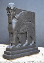 Load image into Gallery viewer, Historical Assyrian Lamassu Nimrud Palace guardians winged Bull Sculpture www.Neo-Mfg.com 8.5" Mesopotamia - Flat on back side