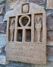 Load image into Gallery viewer, History Egyptian Stele for Senebef and Ipta Scarab Artifact Carved Sculpture Statue 16" Tall www.Neo-Mfg.com Museum reproduction