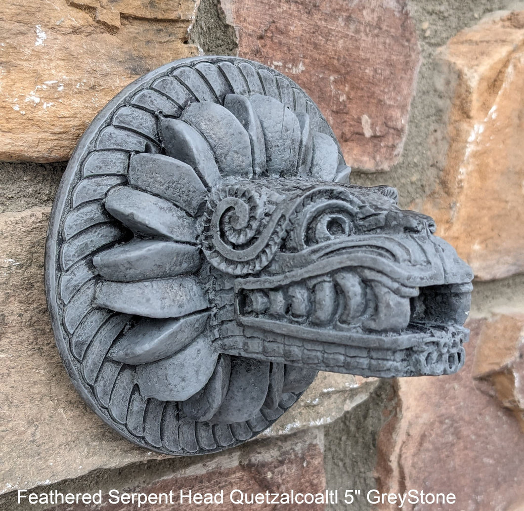 History Feathered Serpent Head of Quetzalcoaltl Aztec Maya Artifact Carved Sculpture Statue 5