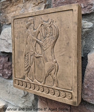 Load image into Gallery viewer, Assyrian Persian Shahriar Shir fighting lion Achaemenid Persepolis carvings reproduction art 8" www.Neo-Mfg.com Museum Reproduction