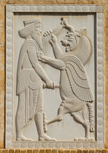 Load image into Gallery viewer, Assyrian Persian Shahriar Shir fighting lion Achaemenid Persepolis carvings reproduction art 8&quot; www.Neo-Mfg.com Museum Reproduction
