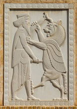 Load image into Gallery viewer, Assyrian Persian Shahriar Shir fighting lion Achaemenid Persepolis carvings reproduction art 8" www.Neo-Mfg.com Museum Reproduction