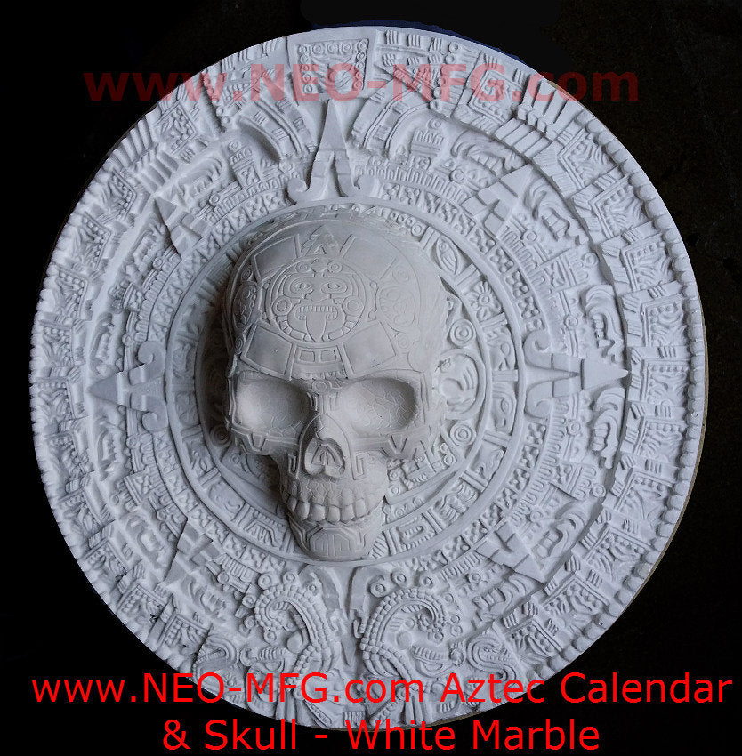 History Aztec Maya Artifact Carved Skull on Calendar Sculpture Statue –  www.NEO-MFG.com