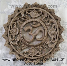 Load image into Gallery viewer, Religious OM AUM Nameste Carved Sculpture Statue Plaque 12" Neo-Mfg c6