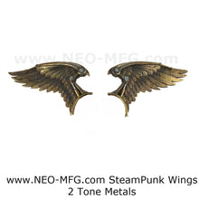 Load image into Gallery viewer, Angel Wings STEAMPUNK wall sculpture statue plaque www.Neo-Mfg.com 24" wide 2pc