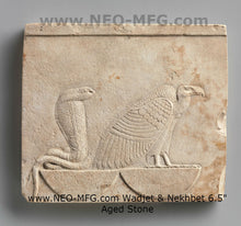 Load image into Gallery viewer, History Egyptian Wadjet &amp; Nekhbet Stela Fragment Sculptural wall relief plaque www.Neo-Mfg.com 6.5&quot; b23
