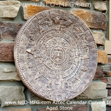 Load image into Gallery viewer, History MAYAN AZTEC CALENDAR Sculptural wall relief plaque 16" curved www.Neo-Mfg.com
