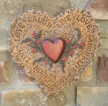 Load image into Gallery viewer, HEART Live Laugh Love wall sculpture statue plaque www.Neo-Mfg.com 9&quot; n18
