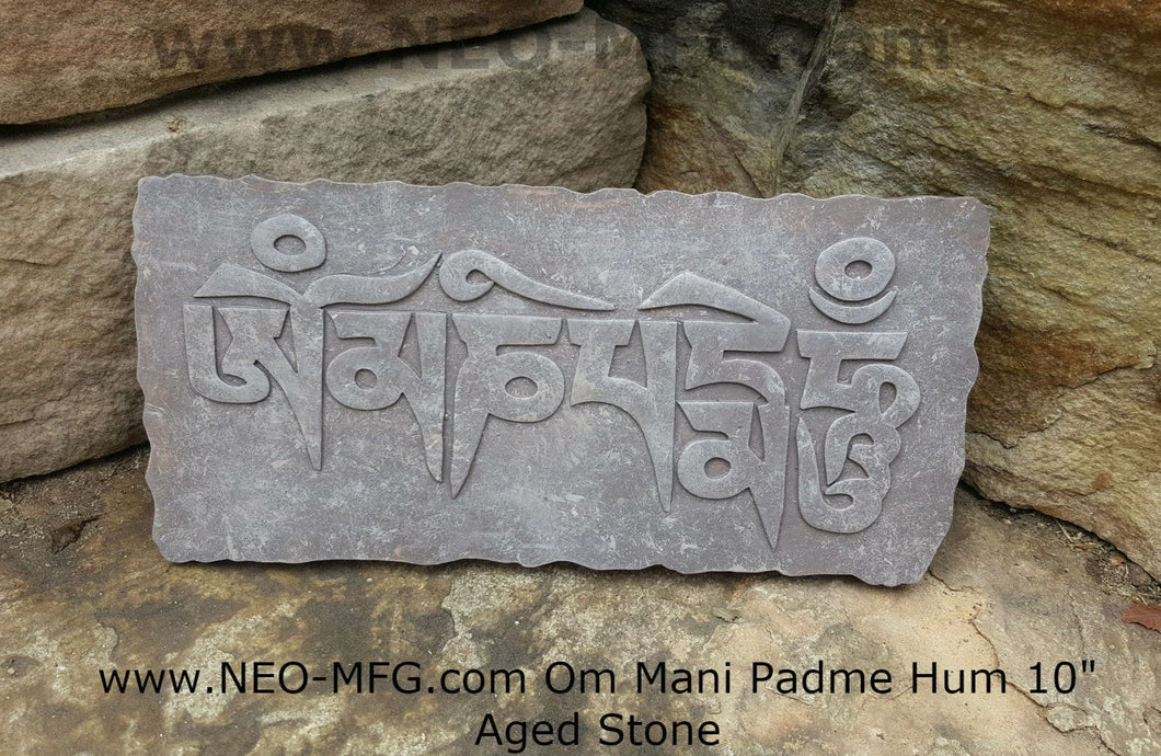 Asia Om Aum Mani Padme Hum Tibetan Script Artifact Carved Sculpture 10