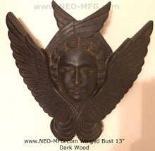 Load image into Gallery viewer, Angel Wings bust wall sculpture statue plaque www.Neo-Mfg.com 13"
