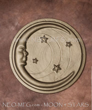 Load image into Gallery viewer, Celstial Moon 4 stars wall Art Sculpture Frieze Plaque Home decor 13&quot; neo-mfg
