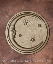 Load image into Gallery viewer, Celstial Moon 4 stars wall Art Sculpture Frieze Plaque Home decor 13" neo-mfg
