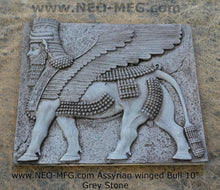 Load image into Gallery viewer, Historical Assyrian Lamassu winged Bull wall Sculpture www.Neo-Mfg.com 10&quot; Mesopotamia
