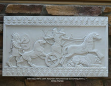 Load image into Gallery viewer, Assyrian Ashurnasirpal II hunting lions Carving sculpture wall plaque 27&quot; www.Neo-Mfg.com
