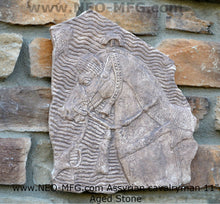 Load image into Gallery viewer, Assyrian cavalryman horse Sculpture Statue Relief wall fragment www.Neo-mfg.com 13&quot; 1*
