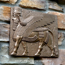 Load image into Gallery viewer, Historical Assyrian Lamassu winged Bull wall Sculpture www.Neo-Mfg.com 10&quot; Mesopotamia
