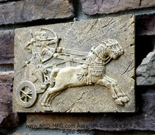 Load image into Gallery viewer, Historical Assyrian warriors Chariot Royal hunt wall art Sculpture www.Neo-Mfg.com 13" Mounted on Plaque
