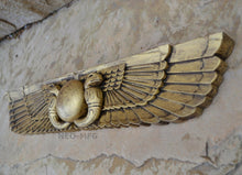 Load image into Gallery viewer, History Egyptian Ur Uatchti Winged Sun Disk Pediment hieroglyph Sculptural wall relief www.Neo-Mfg.com 20&quot;
