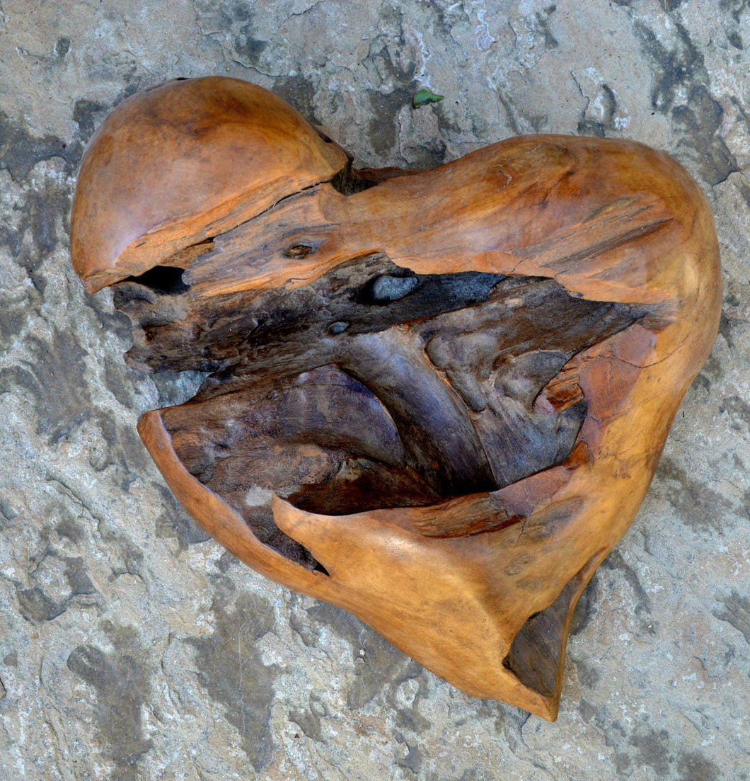 Solid Aged wood Heart wall home decor sculpture 14