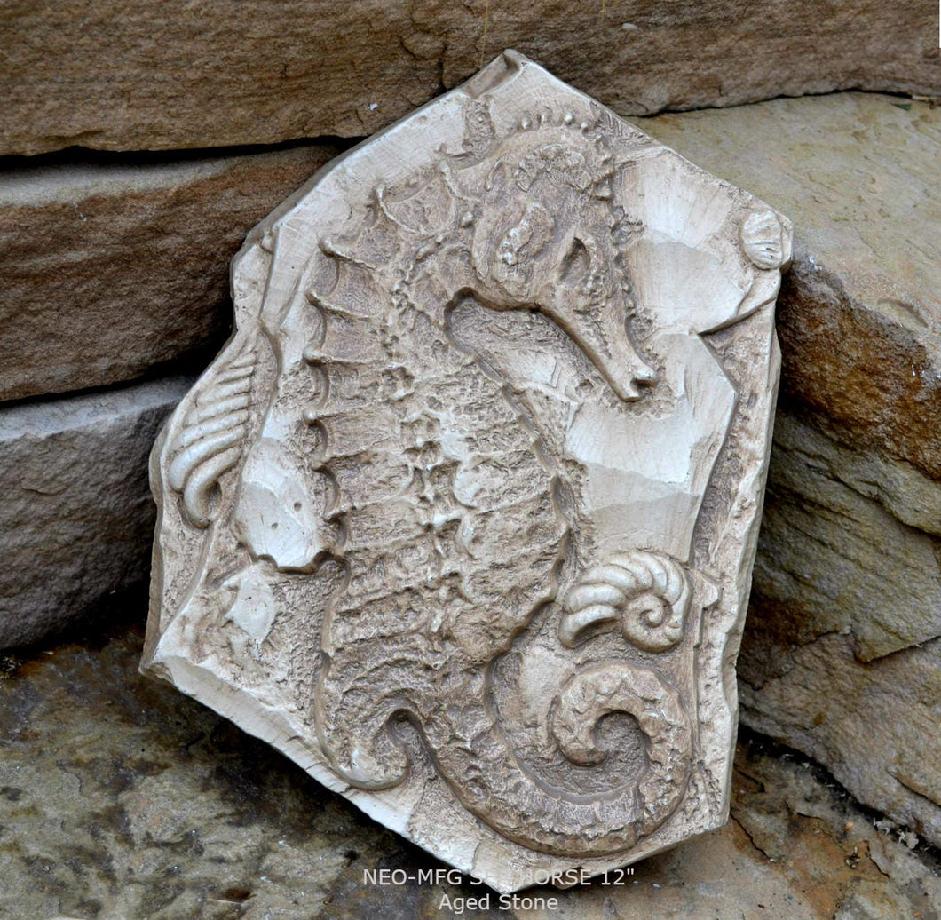 Sea Horse Wall Plaque Sculpture Statue 12