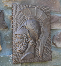 Load image into Gallery viewer, Roman Greek Warrior w/ Helmet Stone Carving Sculpture Wall Frieze 9&quot; tall www.Neo-Mfg.com d5
