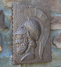 Load image into Gallery viewer, Roman Greek Warrior w/ Helmet Stone Carving Sculpture Wall Frieze 9" tall www.Neo-Mfg.com d5
