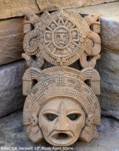 Load image into Gallery viewer, History Aztec Maya Artifact mask Sun Stone &amp; Serpents Sculpture Statue 10" Tall www.Neo-Mfg.com

