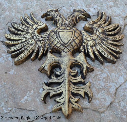 Phoenix double headed Eagle Coat of Arms sculpture wall frieze 12
