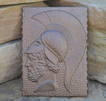 Load image into Gallery viewer, Roman Greek Warrior w/ Helmet Stone Carving Sculpture Wall Frieze 9" tall www.Neo-Mfg.com d5

