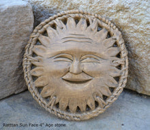 Load image into Gallery viewer, Celestial Sun Rattan Face Pendant Sculpture Wall plaque art decor www.NEO-MFG.com 4&quot;
