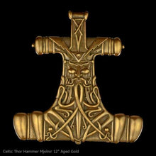 Load image into Gallery viewer, Celtic Thor Hammer Mjolnir wall sculpture statue plaque www.Neo-Mfg.com 12" p14
