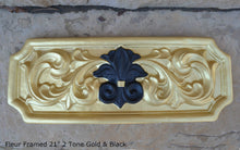 Load image into Gallery viewer, Decor FLEUR De Lis Framed Tuscan wall art plaque 21" Neo-Mfg
