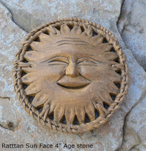 Load image into Gallery viewer, Celestial Sun Rattan Face Pendant Sculpture Wall plaque art decor www.NEO-MFG.com 4"
