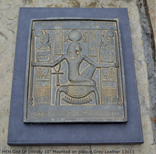 Load image into Gallery viewer, Egyptian HEH God Of Infinity Tutankhamen Fragment Plaque Wall Frieze 10&quot; tall www.NEO-MFG.com mounted on plaque
