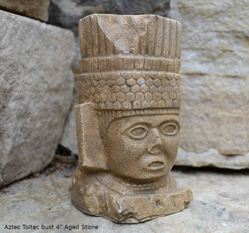 History Toltec warrior Bust Mesoamerican MAYAN AZTEC Sculptural wall relief plaque 4