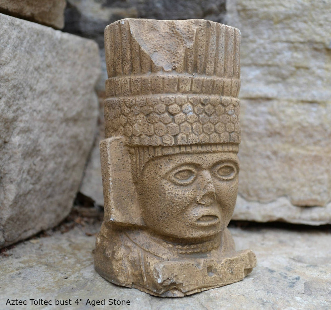 History Toltec warrior Bust Mesoamerican MAYAN AZTEC Sculptural wall relief plaque 4