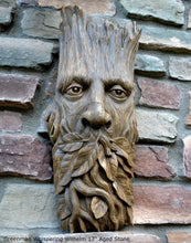 Load image into Gallery viewer, Greenman Whispering Wilhelm green man Tree Sculptural wall relief carving plaque www.Neo-Mfg.com 18&quot;
