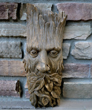 Load image into Gallery viewer, Greenman Whispering Wilhelm green man Tree Sculptural wall relief carving plaque www.Neo-Mfg.com 18"
