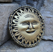 Load image into Gallery viewer, Celestial Sun Rattan Face Pendant Sculpture Wall plaque art decor www.NEO-MFG.com 4&quot;
